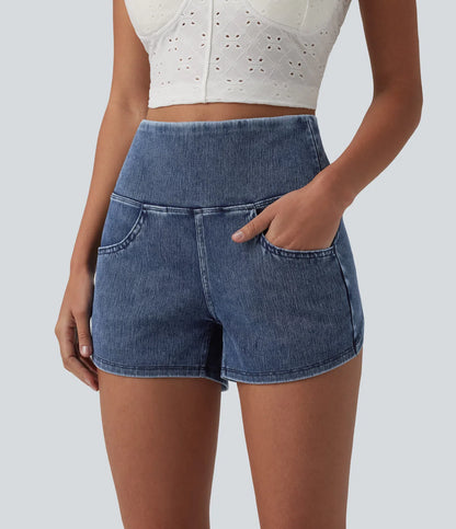 StretchWell™ | High-Waisted Tummy Control Denim Shorts