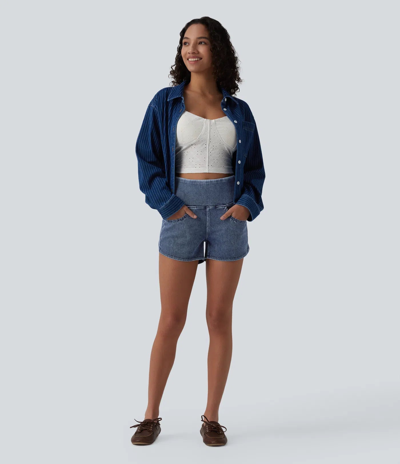 StretchWell™ | High-Waisted Tummy Control Denim Shorts