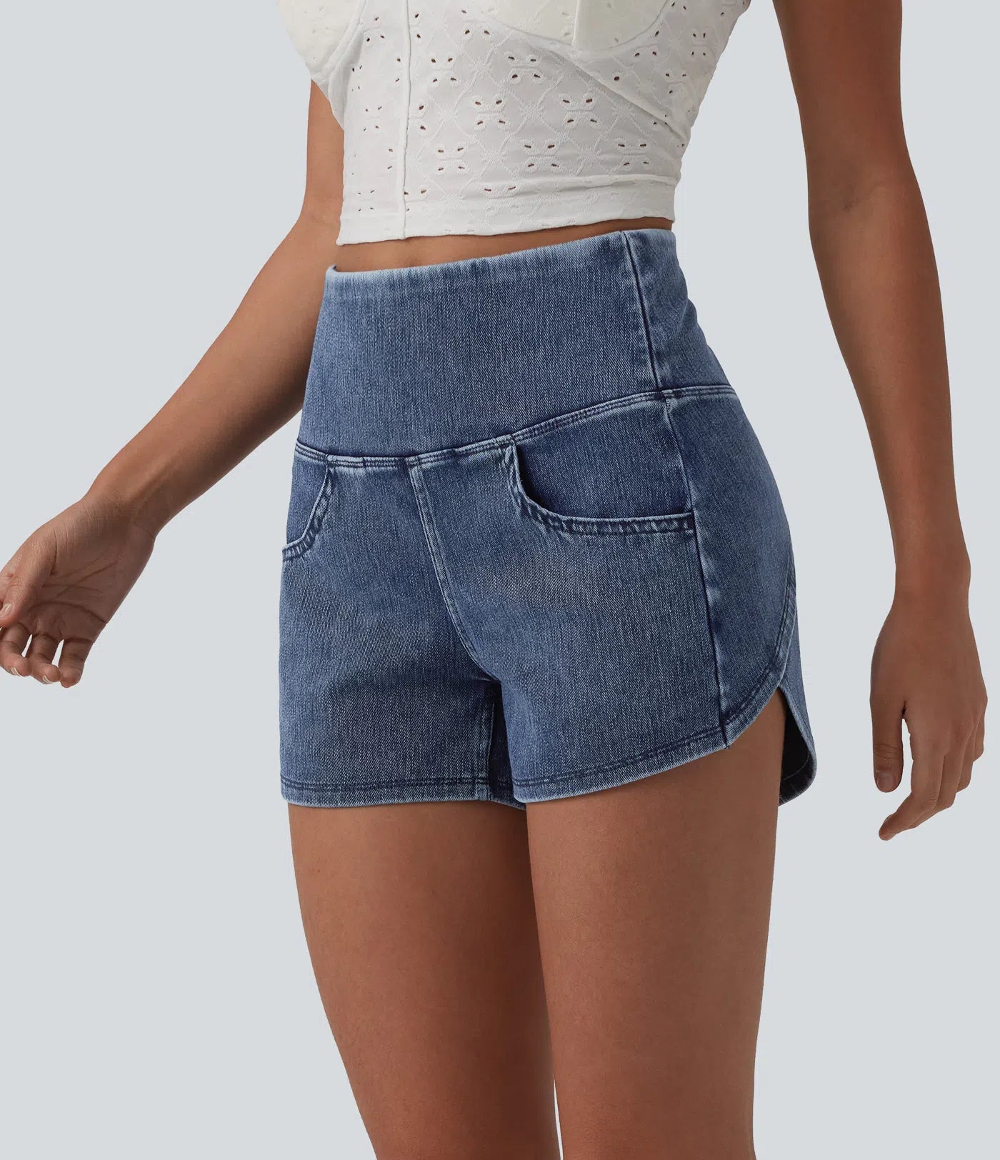 StretchWell™ | High-Waisted Tummy Control Denim Shorts
