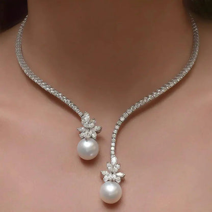 Elegant and Radiant Necklace with Sterling Silver Pearls