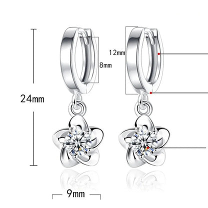 Silver Earrings with Purple and White Zirconia