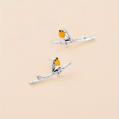 Silver Cartoon Bird Earrings