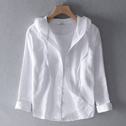 Elena | Linen blouse with hood