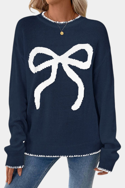 Cécile Festive Bow Pattern Sweater